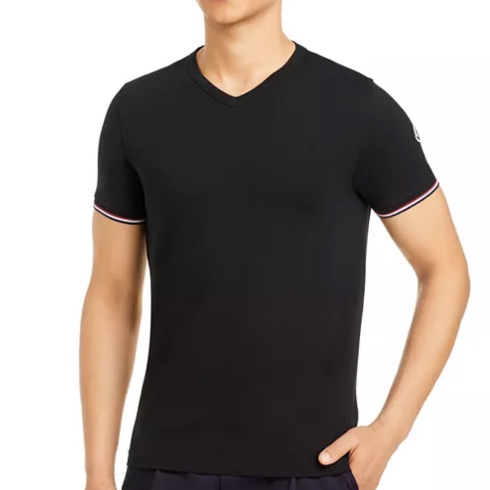 Moncler Maglia Scollo V-Neck Tee black mens, SIZE XL